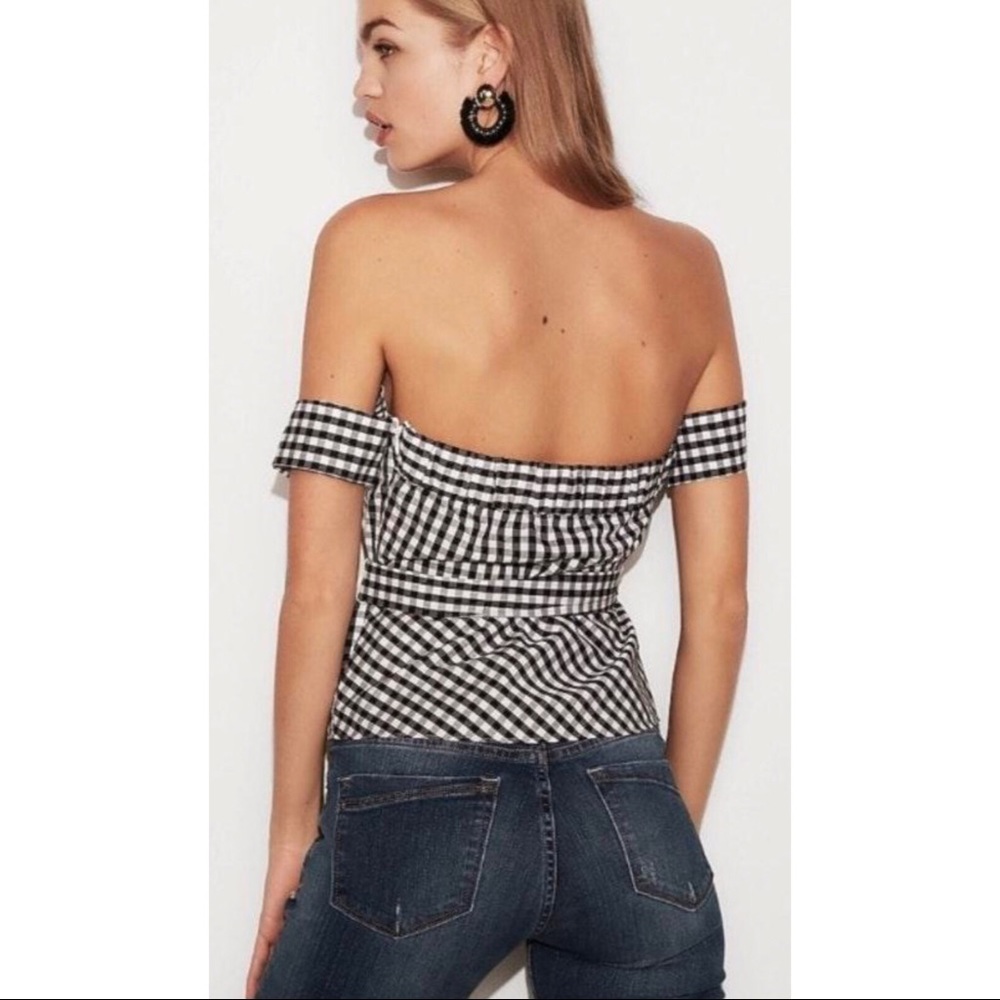 NWT Express Gingham Off the Shoulder Top 10P - Picture 6 of 8